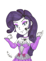 Size: 800x1066 | Tagged: safe, artist:mayorlight, rarity, equestria girls, g4, clothes, costume, female, halloween, nightmare night, solo, spider queen, traditional art