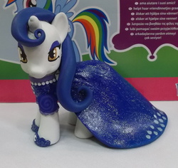 Size: 636x600 | Tagged: safe, artist:sanadaookmai, moonlight raven, pony, unicorn, g4, blind bag, clothes, customized toy, dress, female, irl, mare, over the moon, photo, toy