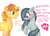 Size: 1023x731 | Tagged: safe, artist:dreamscapevalley, braeburn, marble pie, pinkie pie, earth pony, pony, g4, :d, blushing, crack shipping, dialogue, ear fluff, female, floppy ears, looking away, looking down, male, mare, open mouth, raised hoof, ship:braeble, shipping, simple background, smiling, stallion, straight, sweat, white background