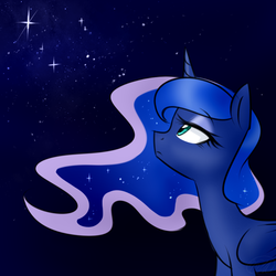 Size: 750x750 | Tagged: safe, artist:cosmalumi, princess luna, alicorn, pony, g4, looking up, night, solo, stars