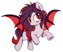 Size: 1507x1227 | Tagged: safe, artist:thebowtieone, oc, oc only, oc:crimson glow, bat pony, pony, female, flying, mare, simple background, solo, transparent background