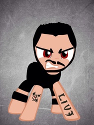 Size: 1024x1365 | Tagged: safe, artist:pretentiousprodigy, kevin owens, nxt, ponified, tattoo, wwe