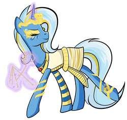 Size: 918x871 | Tagged: safe, artist:itsnotdaijoubu, trixie, pony, unicorn, g4, egyptian, eye of horus, female, halloween, mare, nightmare night, simple background, solo