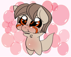 Size: 1280x1024 | Tagged: safe, artist:digitaldomain123, oc, oc only, oc:wittle digi, pony, :t, aweeg*, bipedal, blushing, bubble, cute, looking up, puffy cheeks, smiling, solo, weapons-grade cute