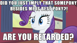 Size: 610x343 | Tagged: safe, rarity, g4, background pony strikes again, best pony, confused, female, image macro, meme, op is a duck, op is trying to start shit, solo