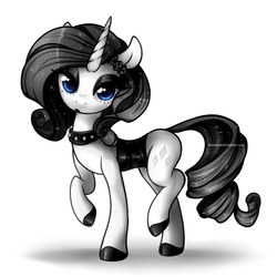 Size: 1000x1000 | Tagged: safe, artist:licora, rarity, pony, unicorn, g4, female, grayscale, looking at you, mare, partial color, simple background, solo, white background