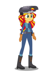 Size: 2400x3200 | Tagged: safe, artist:kmanalli, sunset shimmer, equestria girls, g4, my little pony equestria girls: friendship games, .svg available, belt, clothes, female, gloves, high res, simple background, solo, sunset welder, transparent background, vector, welding mask
