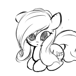 Size: 500x500 | Tagged: safe, artist:lightningnickel, fluttershy, g4, female, monochrome, solo