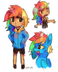 Size: 1200x1497 | Tagged: safe, artist:cherivinca, rainbow dash, human, g4, clothes, female, human ponidox, humanized, solo