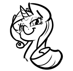 Size: 677x667 | Tagged: safe, artist:leadhooves, rarity, g4, bedroom eyes, female, looking at you, monochrome, portrait, smiling, solo