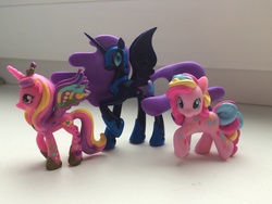 Size: 1200x900 | Tagged: safe, nightmare moon, pinkie pie, princess cadance, g4, blind bag, female, irl, photo, rainbow power-ified, toy