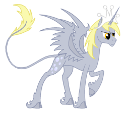 Size: 929x831 | Tagged: safe, artist:earlannex, artist:rexlupin, derpy hooves, alicorn, classical unicorn, pony, g4, alicornified, angry, cloven hooves, crown, derpicorn, female, hoof fluff, horn, jewelry, leonine tail, magical artifact, mama bear, princess derpy, race swap, raised hoof, regalia, slender, solo, spread wings, tall, thin, unshorn fetlocks, wings, xk-class end-of-the-world scenario