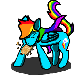 Size: 512x510 | Tagged: safe, artist:dragonpone, derpibooru exclusive, rainbow dash, eyes closed, female, food, hashbrowns, simple background, solo, white background