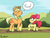 Size: 2560x1920 | Tagged: dead source, safe, artist:rainihorn, apple bloom, applejack, big macintosh, earth pony, pony, brotherhooves social, g4, my little pony: friendship is magic, apple bloom's bow, applejack's hat, big jackintosh, bow, cowboy hat, crossdressing, disguise, eeyup, eyes closed, female, filly, hair bow, hat, high res, male, paint, paint on fur, raised hoof, stallion