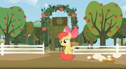 Size: 1658x907 | Tagged: safe, screencap, apple bloom, earth pony, pony, brotherhooves social, g4, pie