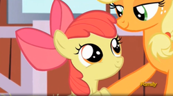 Size: 1653x912 | Tagged: safe, screencap, apple bloom, applejack, brotherhooves social, g4, sisters