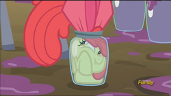 Size: 1920x1080 | Tagged: safe, screencap, apple bloom, brotherhooves social, g4, cute, jar, jar bloom, pony in a bottle