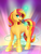 Size: 900x1200 | Tagged: safe, artist:thenornonthego, sunset shimmer, pony, unicorn, g4, female, levitation, magic, microphone, singing, solo, unshorn fetlocks