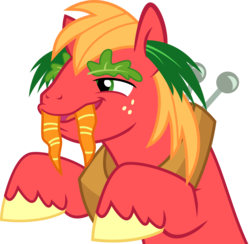 Size: 3469x3387 | Tagged: safe, artist:xebck, big macintosh, earth pony, pony, walrus, brotherhooves social, g4, carrot, high res, male, silly, simple background, solo, stallion, that was fast, transparent background, vector