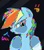 Size: 1536x1728 | Tagged: safe, artist:jasonsoultheif, edit, rainbow dash, g4, :p, caption, neon, rainbow outline, screen