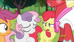 Size: 1920x1080 | Tagged: safe, screencap, apple bloom, big macintosh, scootaloo, sweetie belle, earth pony, pony, brotherhooves social, g4, cutie mark crusaders, disgusted, male, orchard blossom, stallion, wtf
