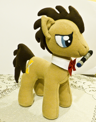 Size: 1574x2000 | Tagged: safe, artist:mmmgaleryjka, doctor whooves, time turner, earth pony, pony, g4, doctor who, irl, male, photo, plushie, solo, sonic screwdriver, stallion