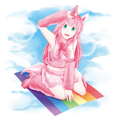 Size: 800x800 | Tagged: safe, artist:shotaconyhin, oc, oc only, oc:fluffle puff, human, pink fluffy unicorns dancing on rainbows, armpits, belly button, clothes, humanized, looking at you, midriff, solo