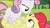 Size: 1600x900 | Tagged: safe, screencap, apple bloom, sweetie belle, earth pony, pony, unicorn, brotherhooves social, g4, my little pony: friendship is magic, season 5, bedroom eyes, discovery family, discovery family logo, duo, duo female, female, filly, foal, horn, imminent kissing, logo, looking at each other, looking at someone, lying down, mid-blink screencap, on back, out of context, outdoors