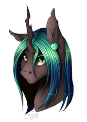 Size: 422x588 | Tagged: safe, artist:ri12ktn, queen chrysalis, changeling, changeling queen, g4, female, portrait, simple background, solo