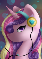 Size: 2480x3496 | Tagged: safe, artist:moon-wing, princess cadance, g4, female, headphones, high res, portrait, solo