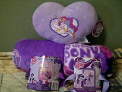 Size: 1024x768 | Tagged: safe, artist:segamew, princess celestia, twilight sparkle, g4, irl, merchandise, photo, pillow, throw