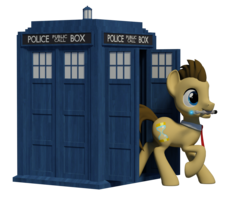 Size: 1280x1024 | Tagged: safe, artist:clawed-nyasu, doctor whooves, time turner, earth pony, pony, g4, 3d, doctor who, male, simple background, solo, sonic screwdriver, stallion, tardis, the doctor, transparent background