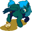 Size: 112x108 | Tagged: safe, artist:mellowhen, oc, oc only, oc:maggie, pegasus, pony, chick, pixel art, solo, spread wings, sprite
