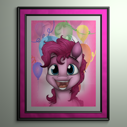 Size: 1024x1024 | Tagged: safe, artist:lupiarts, pinkie pie, g4, female, picture frame, portrait, solo