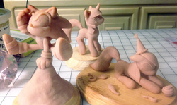 Size: 1538x918 | Tagged: safe, artist:alicornparty, pinkie pie, twilight sparkle, g4, party of one, clay, irl, male, photo, pinkamena diane pie, sculpey, sculpture, sonic the hedgehog, sonic the hedgehog (series), wip