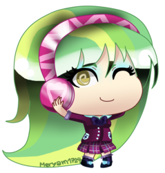 Size: 3464x3616 | Tagged: safe, artist:meryam1724, lemon zest, equestria girls, g4, my little pony equestria girls: friendship games, chibi, cute, female, high res, looking at you, smiling, solo, wink, zestabetes