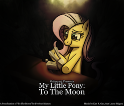 Size: 1368x1178 | Tagged: safe, artist:galaxyart, fluttershy, pegasus, pony, rabbit, game:to the moon, g4, female, origami, parody, solo