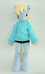 Size: 922x1499 | Tagged: safe, artist:yukamina-plushies, derpy hooves, pegasus, semi-anthro, g4, bipedal, clothes, female, irl, photo, plushie, shirt, shorts, solo, sweater, wings