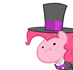 Size: 908x869 | Tagged: safe, pinkie pie, g4, :i, bowtie, fancy, female, hat, simple background, solo, top hat, transparent background, wut face
