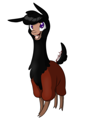 Size: 1083x1494 | Tagged: safe, artist:kourabiedes, paprika (tfh), alpaca, them's fightin' herds, alternate color palette, community related, crossover, fusion, kuzco, palette swap, solo, style emulation, the emperor's new groove