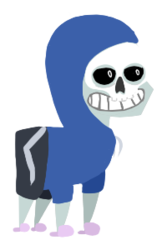 Size: 200x300 | Tagged: safe, artist:cynner, pony, bone, clothes, crossover, grin, hoodie, pointy ponies, sans (undertale), simple background, skeleton, smiling, solo, transparent background, undertale