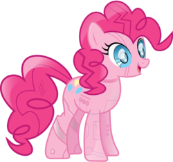 Size: 5000x4673 | Tagged: safe, artist:uxyd, pinkie pie, pony, robot, robot pony, g4, absurd resolution, female, pinkie bot, simple background, solo, transparent background, vector
