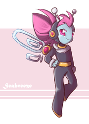 Size: 864x1200 | Tagged: safe, artist:thegreatrouge, seabreeze, breezie, human, g4, crossover, cyber elf, cyber-elf, humanized, male, mega man (series), megaman zero