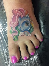 Size: 400x534 | Tagged: safe, rainbow dash, rainbow dash (g3), g3, g4, barefoot, feet, irl, photo