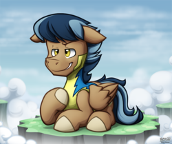 Size: 645x540 | Tagged: safe, artist:bcpony, oc, oc only, oc:lightning rider, pegasus, pony, discorded, male, smirk, solo, wonderbolt trainee uniform