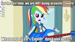 Size: 1280x720 | Tagged: safe, rainbow dash, equestria girls, g4, my little pony equestria girls: rainbow rocks, acoustic, female, image macro, meme, music, solo, text edit