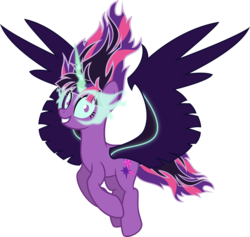 Size: 8887x8411 | Tagged: safe, artist:osipush, sci-twi, twilight sparkle, pony, equestria girls, g4, my little pony equestria girls: friendship games, absurd resolution, equestria girls ponified, female, flying, glowing eyes, horn, inkscape, looking at you, midnight sparkle, ponified, simple background, smiling, solo, transparent background, vector, wings