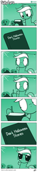 Size: 612x2722 | Tagged: safe, artist:dori-to, lyra heartstrings, pony, unicorn, comic:silly lyra, g4, :>, book, comic, dank, female, floppy ears, frown, green background, greenscale, halloween, hoof hold, mare, meme, monochrome, pen, silly lyra, simple background, smiling, solo, sunglasses, wide eyes