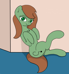 Size: 1000x1080 | Tagged: safe, artist:chamberofsnejwitz, oc, oc only, oc:anon, oc:femanon, pony, against wall, anonpony, femanon pony, looking at you, solo