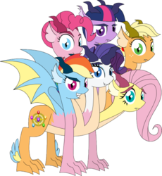 Size: 500x543 | Tagged: safe, applejack, fluttershy, pinkie pie, rainbow dash, rarity, twilight sparkle, ask hydra mane 6, g4, mane six, mane six hydra, tumblr